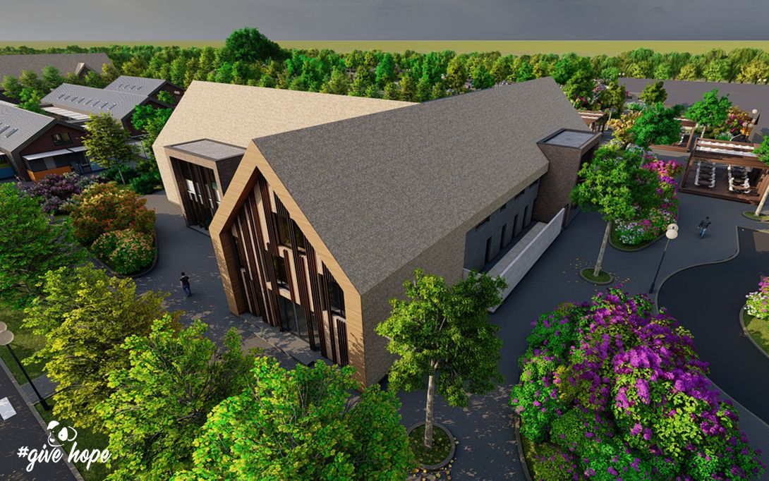 Bâtiment administratif, centres d'adoption et de thérapie et centre de bénévolat